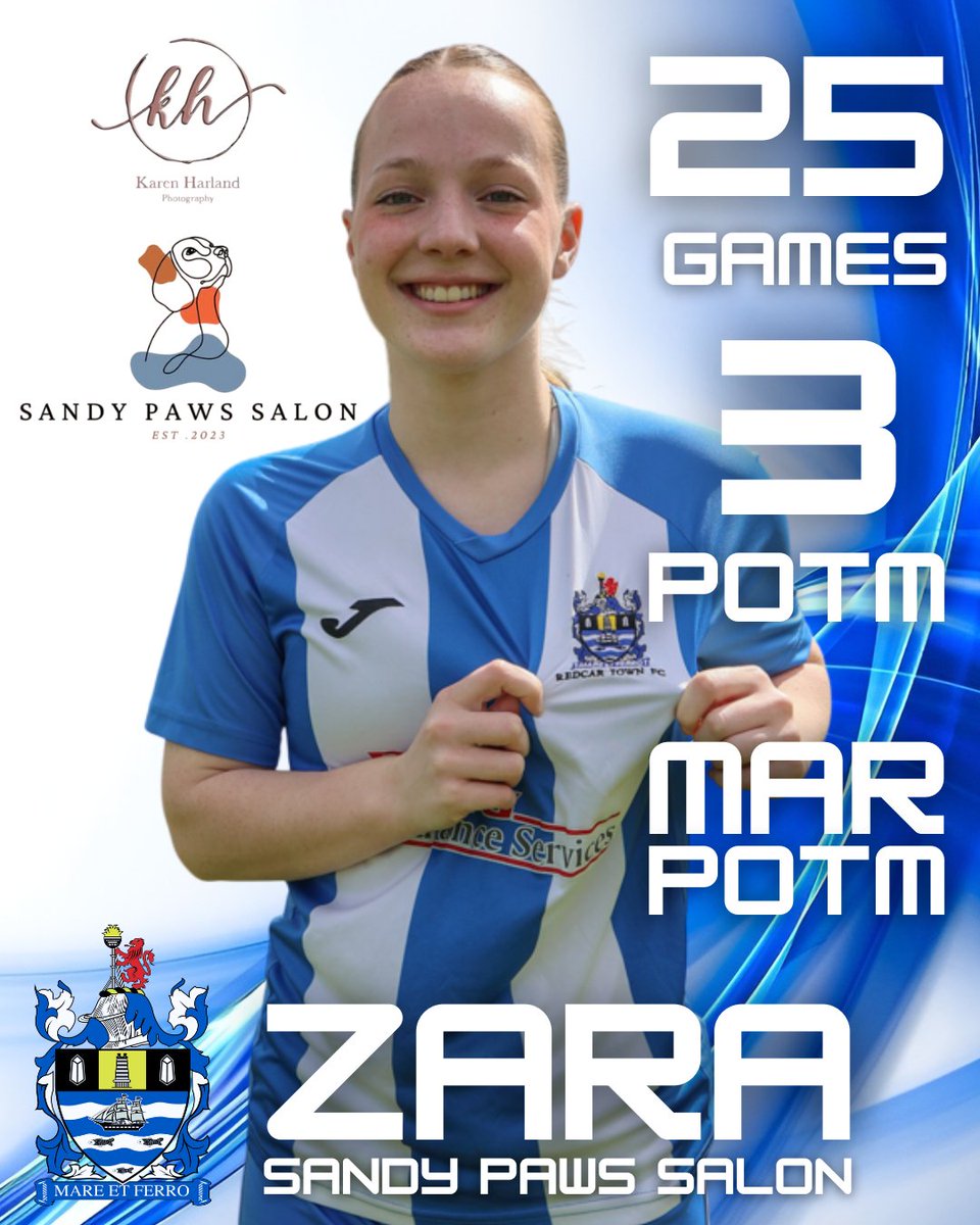 Redcar Town Ladies FC (@redcarfc) on Twitter photo π¦ Spotlight: Zara Atkinson
πͺ§ Sponsor: Sandy Paws Salon
βοΈ Position: Midfield
π Appearances: 25
π Player of the Match: 3
ποΈ Player of the Month: March
β Another great season for Zara who picked up Player of the Match against Boro U23s, Thornaby & Norton Res.
πΈ <a href="/kmnewton1/">Karen</a> π¦ Spotlight: Zara Atkinson
πͺ§ Sponsor: Sandy Paws Salon
βοΈ Position: Midfield
π Appearances: 25
π Player of the Match: 3
ποΈ Player of the Month: March
β Another great season for Zara who picked up Player of the Match against Boro U23s, Thornaby & Norton Res.
πΈ <a href="/kmnewton1/">Karen</a>