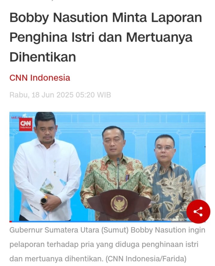 Bobby Nasution Minta Laporan Penghina Istri dan Mertuanya Dihentikan