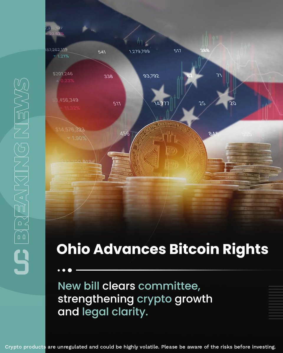 BREAKING: Ohio passes the “Bitcoin Rights” Bill! 

✅ $200 crypto tax exemption
✅ Self-custody protections
✅ Mining &amp; staking rights
✅ No local bans on BTC payments

Heading to the  Senate next. Ohio might become the most crypto-friendly state in the U.S.

#Bitcoin #CryptoLaw