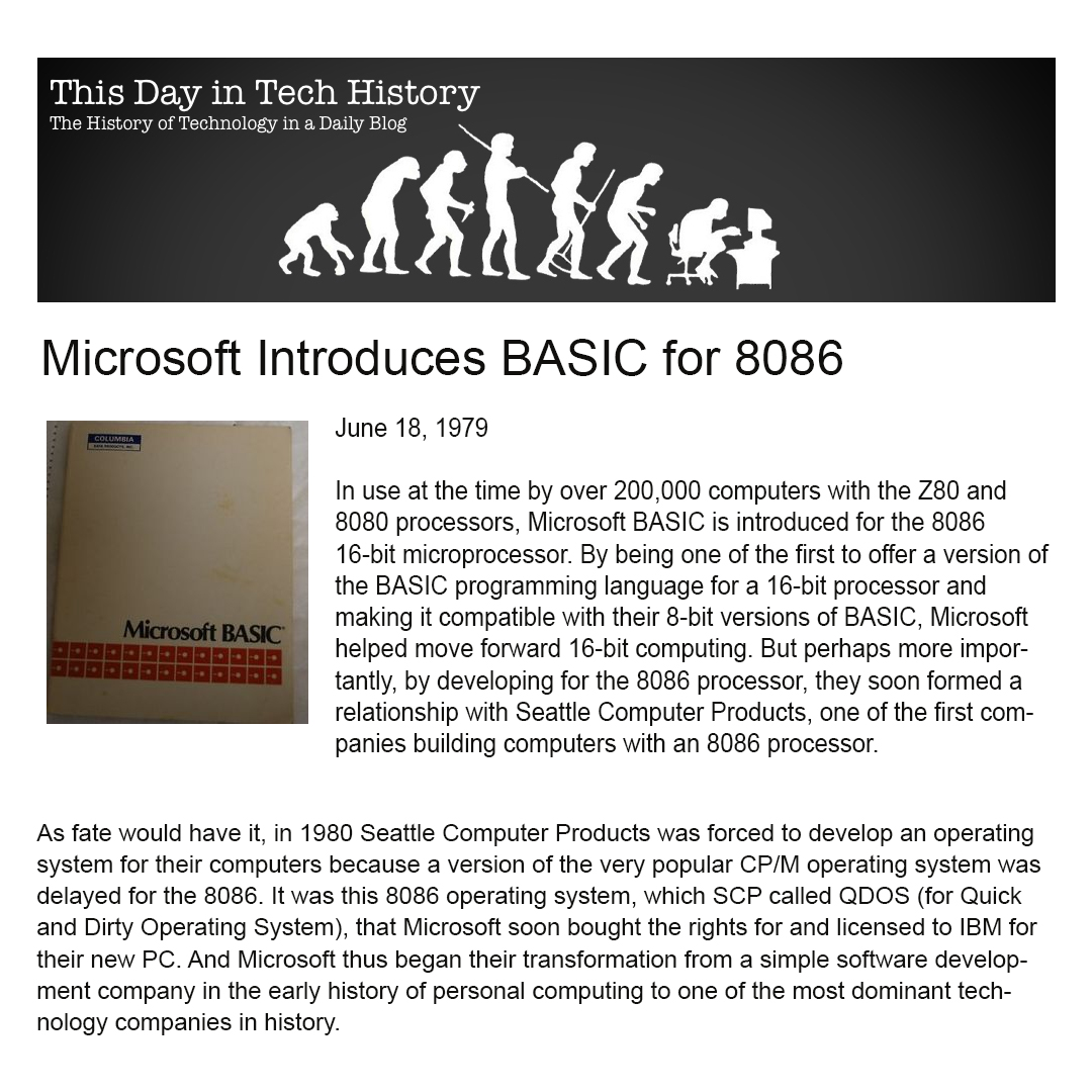 bitbox_pc's tweet image. 🚀 #OnThisDayInTech
🖥️ In a bold move, Microsoft launched BASIC for the 8086, bringing 16-bit computing to life!
This step led to QDOS, MS-DOS, and the rise of Microsoft as a tech giant. 💻🚀

#BASIC #MSDOS #TechHistory #CPM #QDOS #PCrevolution #BitBox #SeattleComputerProducts