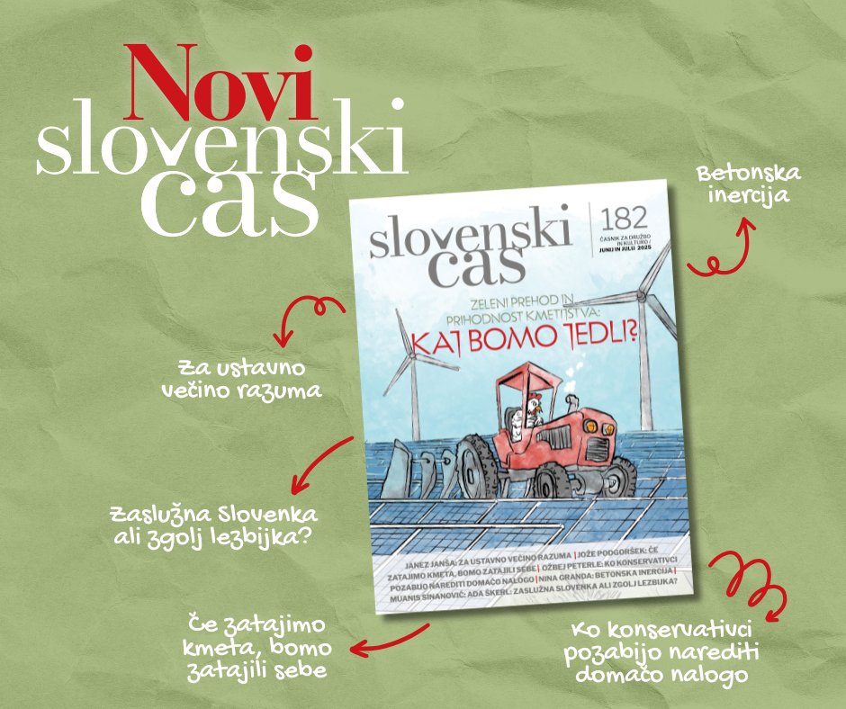 ‼️ Novi Slovenski čas ‼️
➡️ Slovenija v prihodnjem mandatu potrebuje ustavno večino razuma – <a href="/JJansaSDS/">Janez Janša</a>
➡️ Če zatajimo kmeta, bomo zatajili sebe – predsednik KGZS Jože Podgoršek
➡️ Skupnost je odgovor na praznino sodobnega sveta – Marc Barnes

🔗Preberite: druzina.si/narocnina/slov…