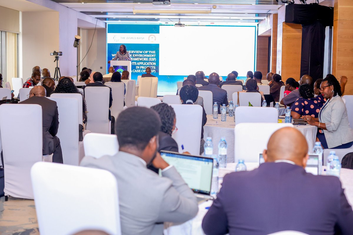 UECCC1's tweet photo. The Ministry of Energy and Mineral Development @MEMD_Uganda and @UECCC1, alongside key energy stakeholders, are taking part in a focused training facilitated by the @WorldBank on the Bank’s Environment & Social Framework and its application in projects—strengthening the Electricity Access Scaleup Project (EASP) implementation with people & planet in mind. 
#EASP