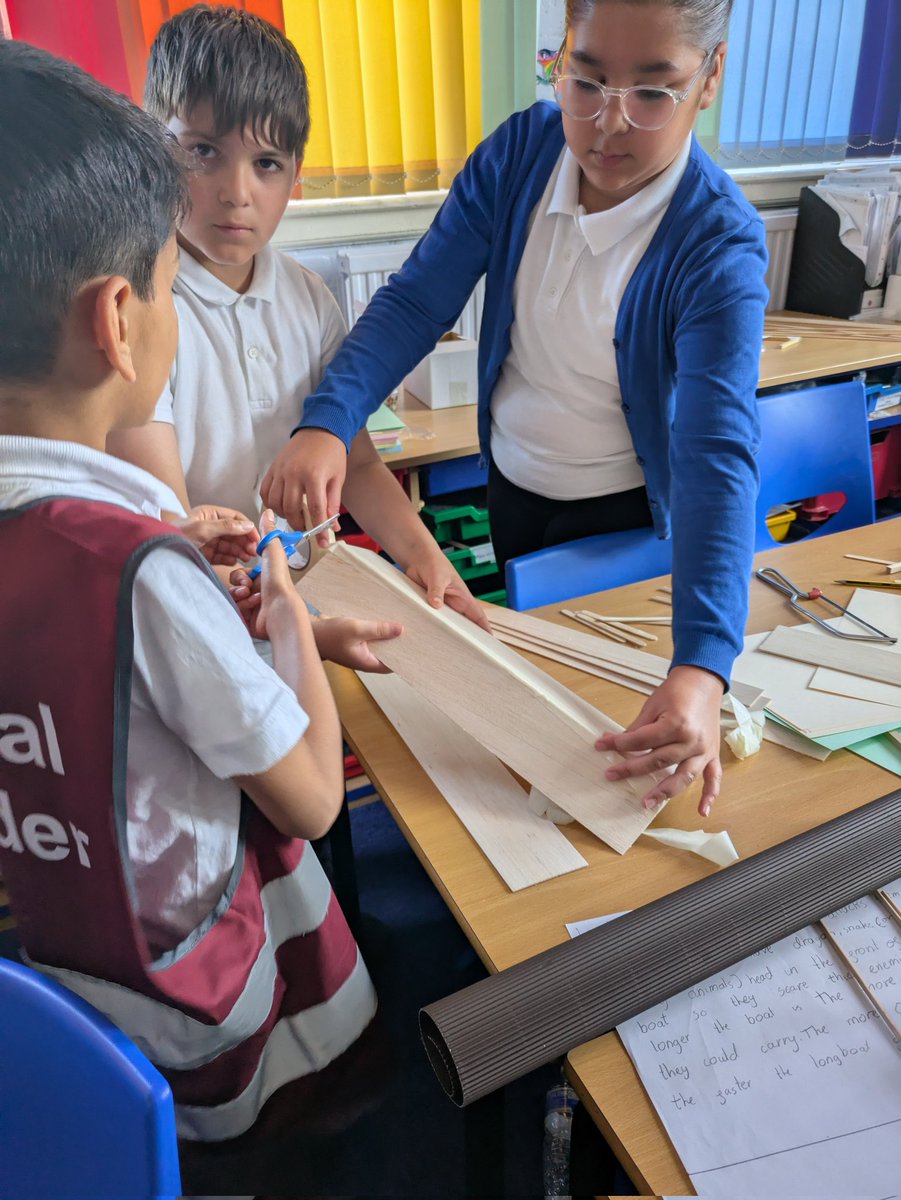 Year 5 Iguanas are using their DT skills and techniques to make their Viking Longships. Perseverance, determination and trial and error are key values today. <a href="/HazelSchool/">Hazel Community Primary School</a> <a href="/MrsTonksHCPS1/">Mrs Tonks</a>