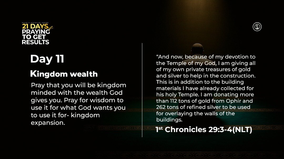 dcclagos's tweet photo. It's Day 11 of our 21 days of Praying to Get Results
Our prayer focus for today is KINGDOM WEALTH
Swipe to see devotional texts and prayer meeting details.
Join us as we pray π
#dccefam #prayer #prayingtogetresults #davidschristiancentre https://t.co/ZpgNDzhPDV