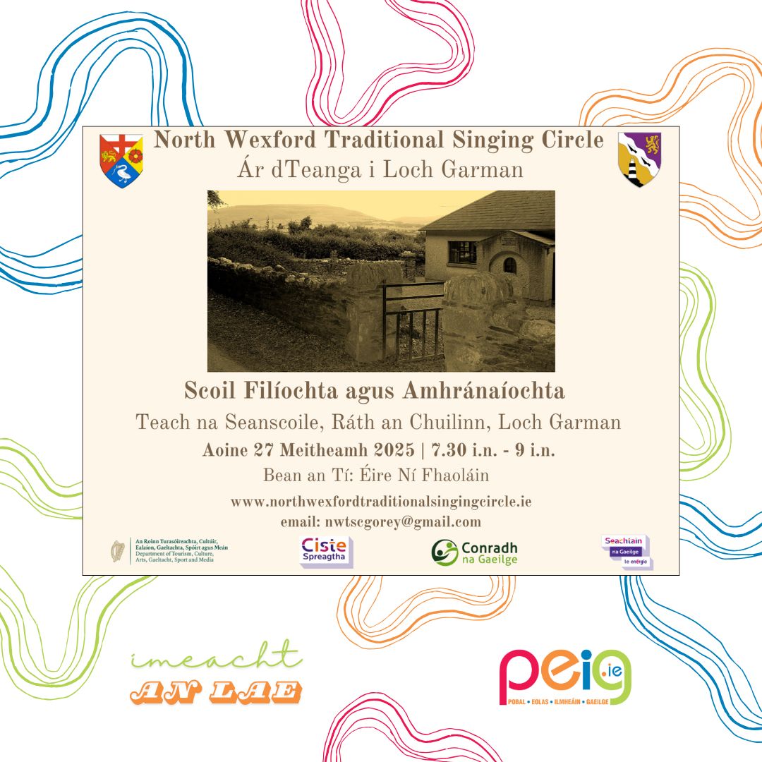 Imeacht an lae ar ár nuachtlitir laethúil: 
⭐️ Ár dTeanga i Loch Garman: Scoil Filíochta agus Amhránaíochta
👉 tinyurl.com/49b8n7cm
#gaeilge