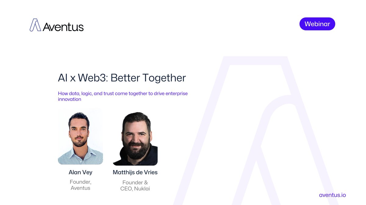 AI brings intelligence.
Web3 brings trust.
Together, they’re changing the enterprise landscape.

▶️ Watch our full panel on demand with <a href="/alan_vey/">Alan Vey</a> &amp; <a href="/NuklaiData/">Nuklai</a>'s <a href="/MatthijsDeVries/">Matthijs de Vries 🧬</a>: 30 mins, big insights, real use cases: youtu.be/Lg--57hghRI
