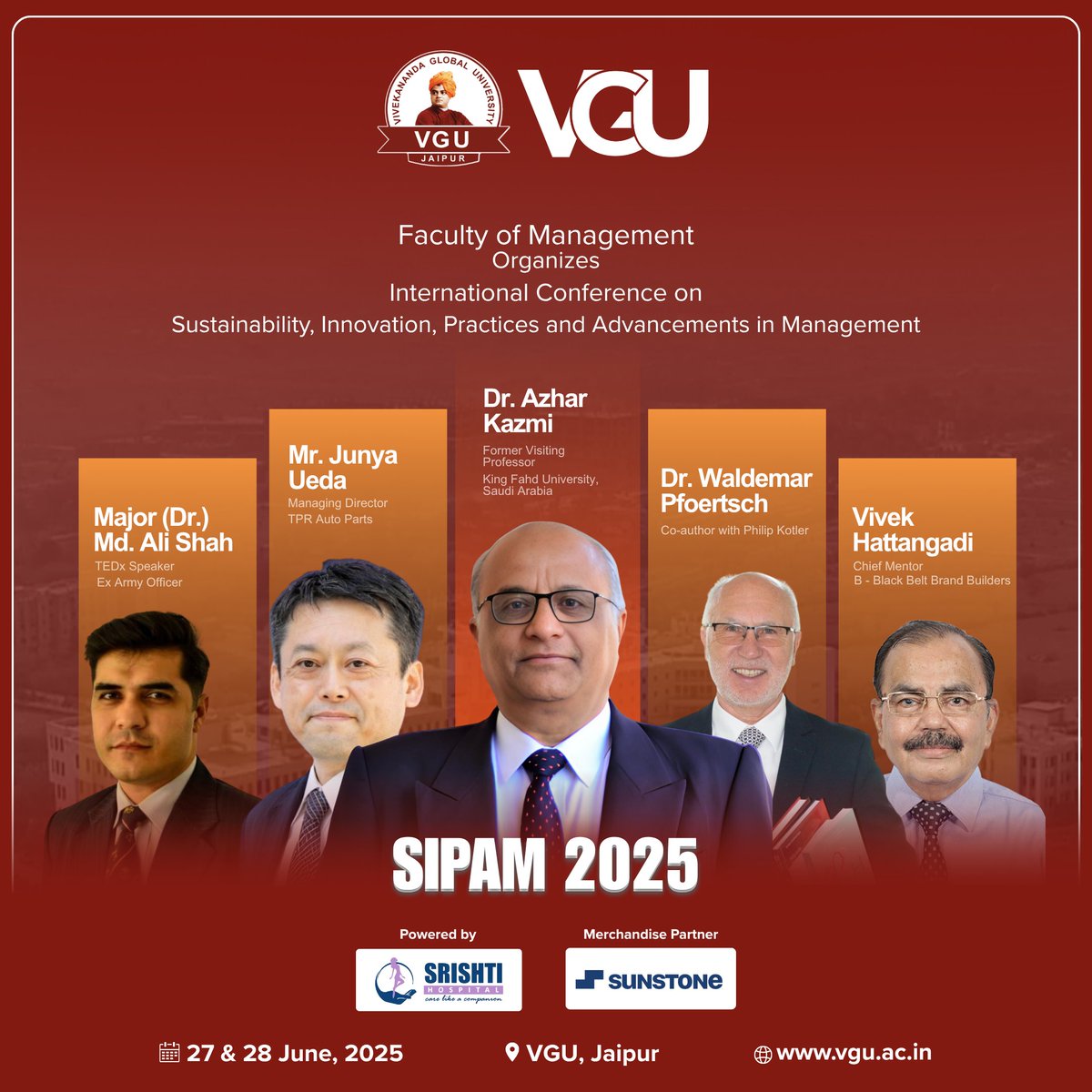 JaipurVgu's tweet image. Big names. Bigger ideas. 
VGU Jaipur is hosting SIPAM 2025 — a two-day international conference on sustainability, innovation, and what’s next in management.
🗓️ 27–28 June | 📍VGU Campus, Jaipur
.
.
.
.
.
#SIPAM2025 #VGUJaipur #ManagementConference #Leadership #InnovationInAction