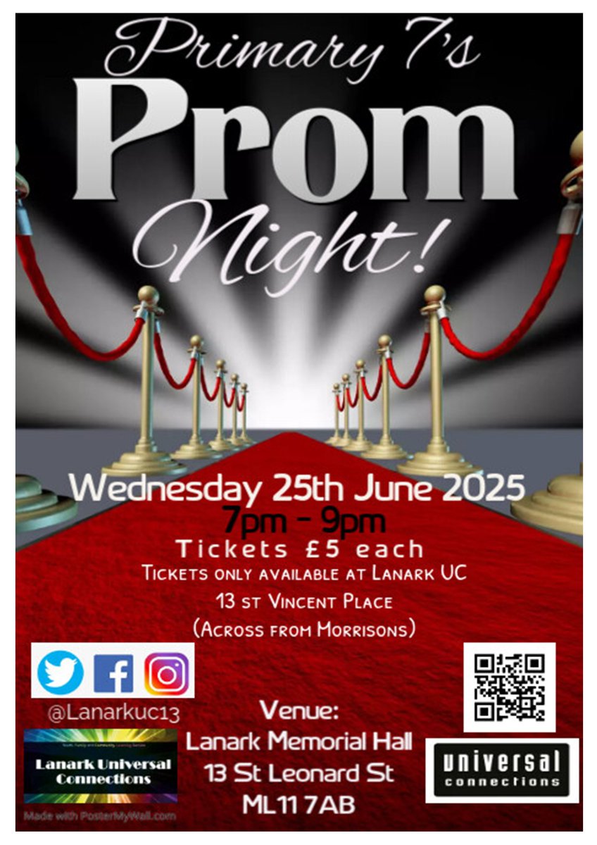 Douglas Universal Connections YFCL (@douglas_uc_yfcl) on Twitter photo Next Wednesday our colleagues from <a href="/LanarkUC13/">Lanark Universal Connections YFCLS</a> and our very own Gary will be hosting a the Primary 7s Prom on Wednesday 25th June.
If anyone P7 would like to go, please see staff in either Douglas or Lanark centres.
Tickets are £5 with a buffet
#itsSLC #itsYFCL #becauseofCLD Next Wednesday our colleagues from <a href="/LanarkUC13/">Lanark Universal Connections YFCLS</a> and our very own Gary will be hosting a the Primary 7s Prom on Wednesday 25th June.
If anyone P7 would like to go, please see staff in either Douglas or Lanark centres.
Tickets are £5 with a buffet
#itsSLC #itsYFCL #becauseofCLD