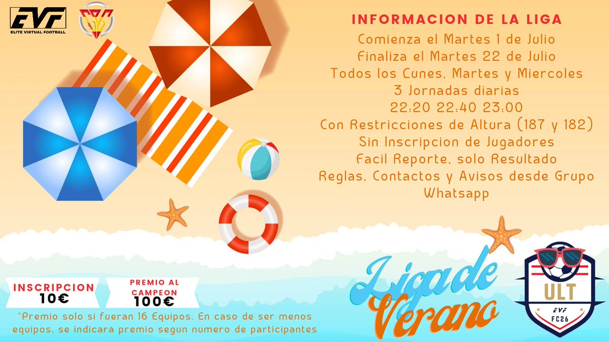 Ya somos 18 equipos, si alguno más quiere participar entrará como reserva aunque probablemente se hagan 2 ligas. Anímate💪
