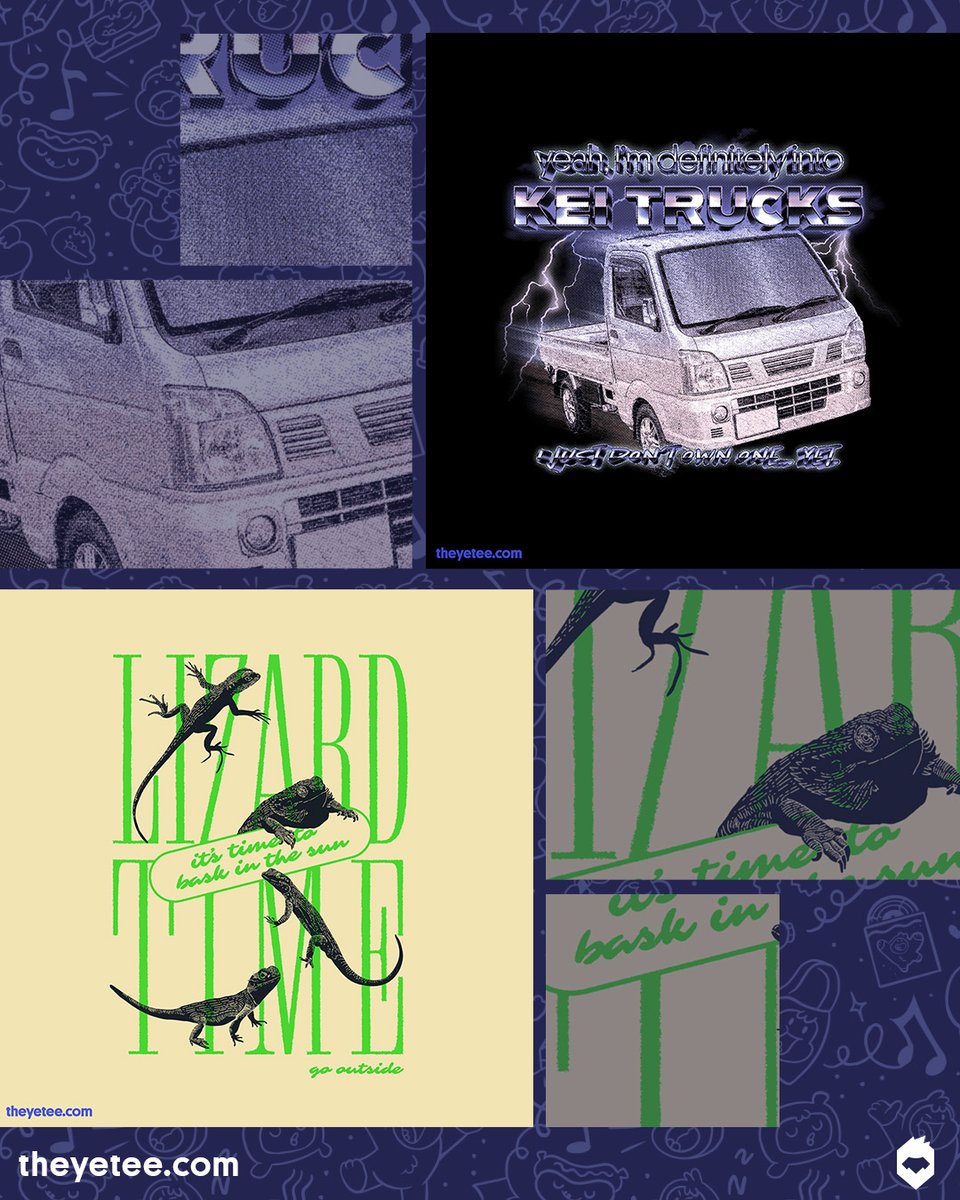 NEW! We've got Kei Trucks designed by @glenoneill and Lizard Time designed by @TheKacieMarie both #dailytees available for 24 hours only at https://t.co/ZD8ueXz0ra 
