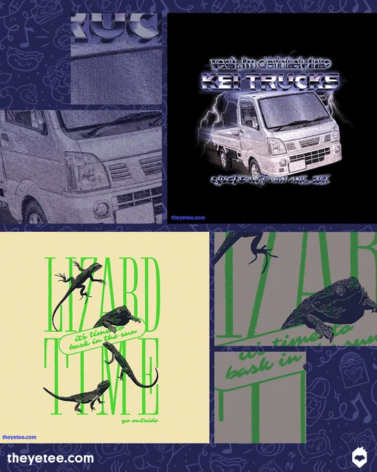 NEW! We've got Kei Trucks designed by @glenoneill and Lizard Time designed by @TheKacieMarie both #dailytees available for 24 hours only at https://t.co/ZD8ueXz0ra 
