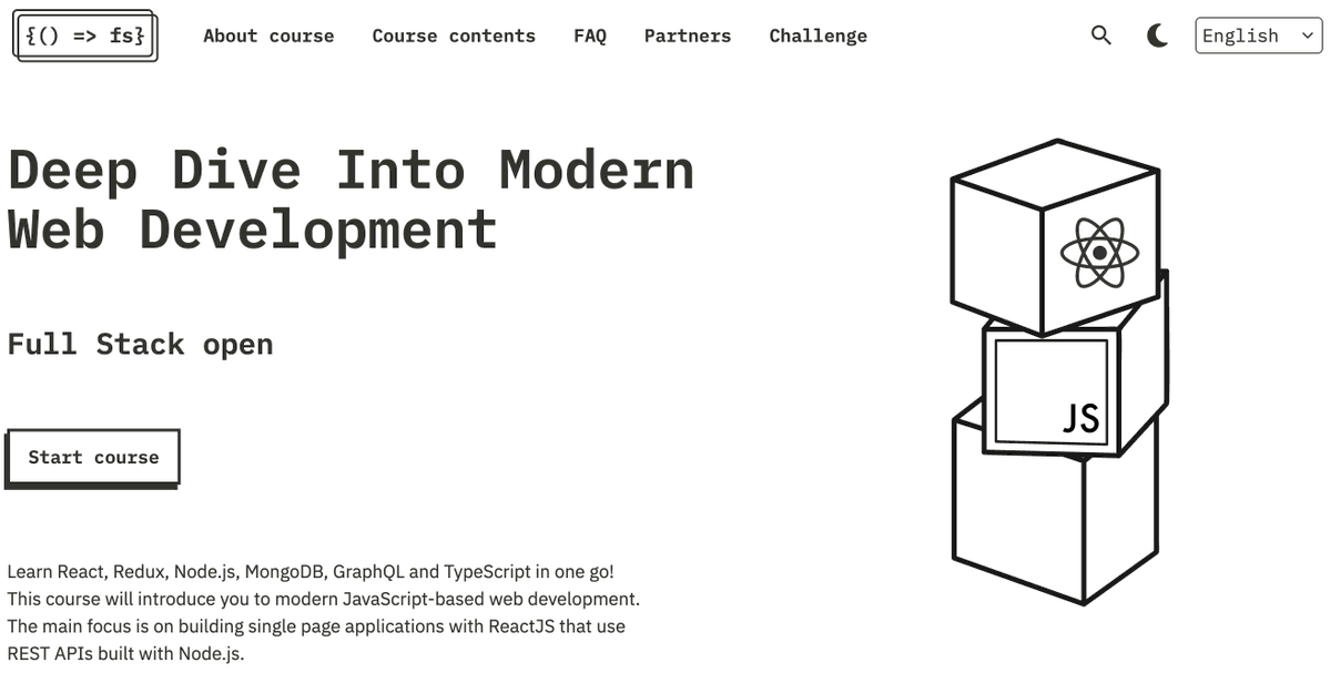 🚀 Want to land your dream tech job? 📷Fullstack Open - a FREE course from the University of Helsinki! 📷 Master React, Node.js, MongoDB &amp; more. Build a portfolio that gets you 💻 interview-ready! Start now: fullstackopen.com #fullstack #learntocode #freecourse