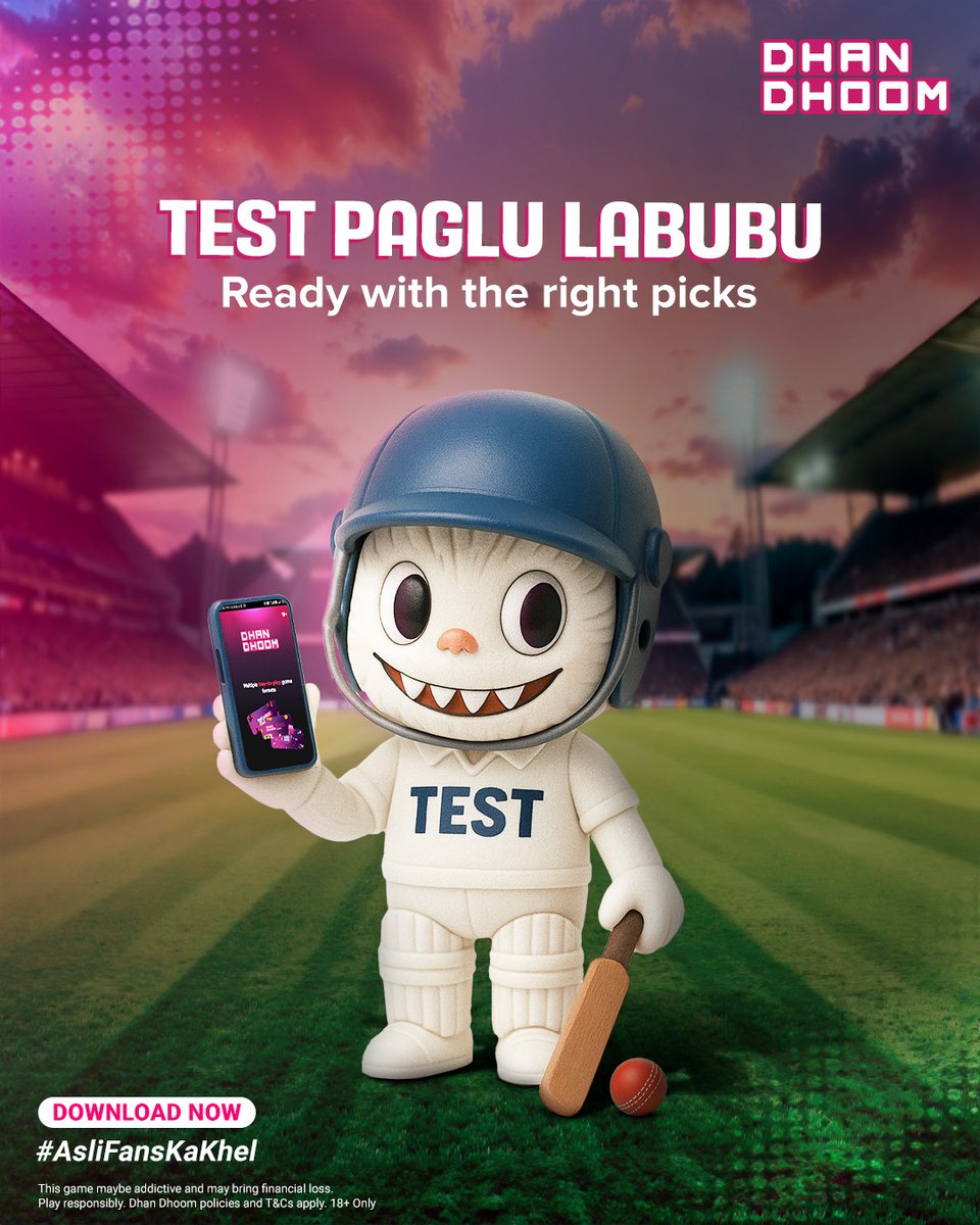 DhanDhoom's tweet image. Labubu is already geared up for India’s tour of England. #AsliFans, are you ready with your picks?

#AsliFansKaKhel #PlayFantasyCricket #FantasyCricketLeague #FantasyCricket #DhanDhoom #PlayAndWin #Labubu #LabubuDolls
