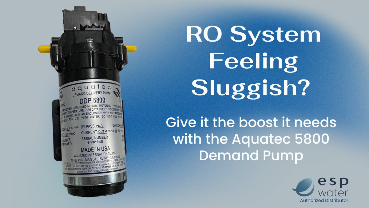 espwater's tweet photo. 💧 Low water pressure killing your RO system’s performance?
The Aquatec 5800 Booster Pump helps improve flow and fill tanks faster. Easy to install. Quiet. Powerful.
Your RO system deserves the boost!
#ROSystem #Aquatec5800 #WaterPressureFix https://t.co/OWtouTHDqt
