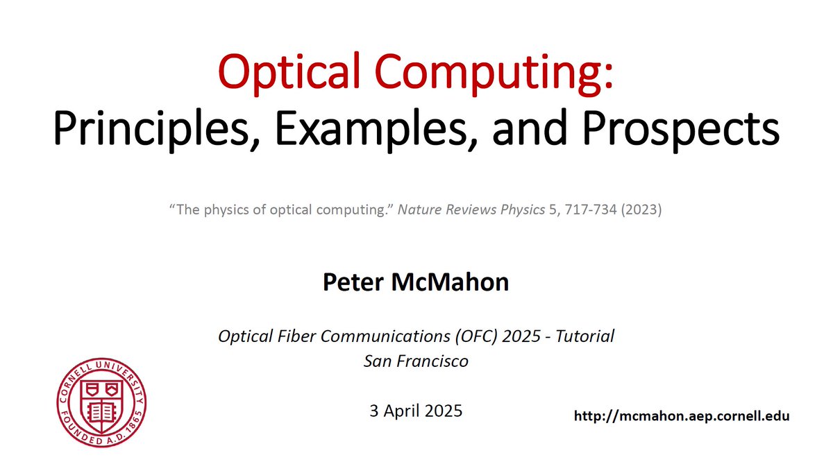 peterlmcmahon's tweet image. *How can optical computers outperform digital-electronic computers?* In this tutorial presentation (link in thread), I attempt to explain the various principles by which we can construct optical computers that are faster or more energy-efficient than conventional computers. 1/