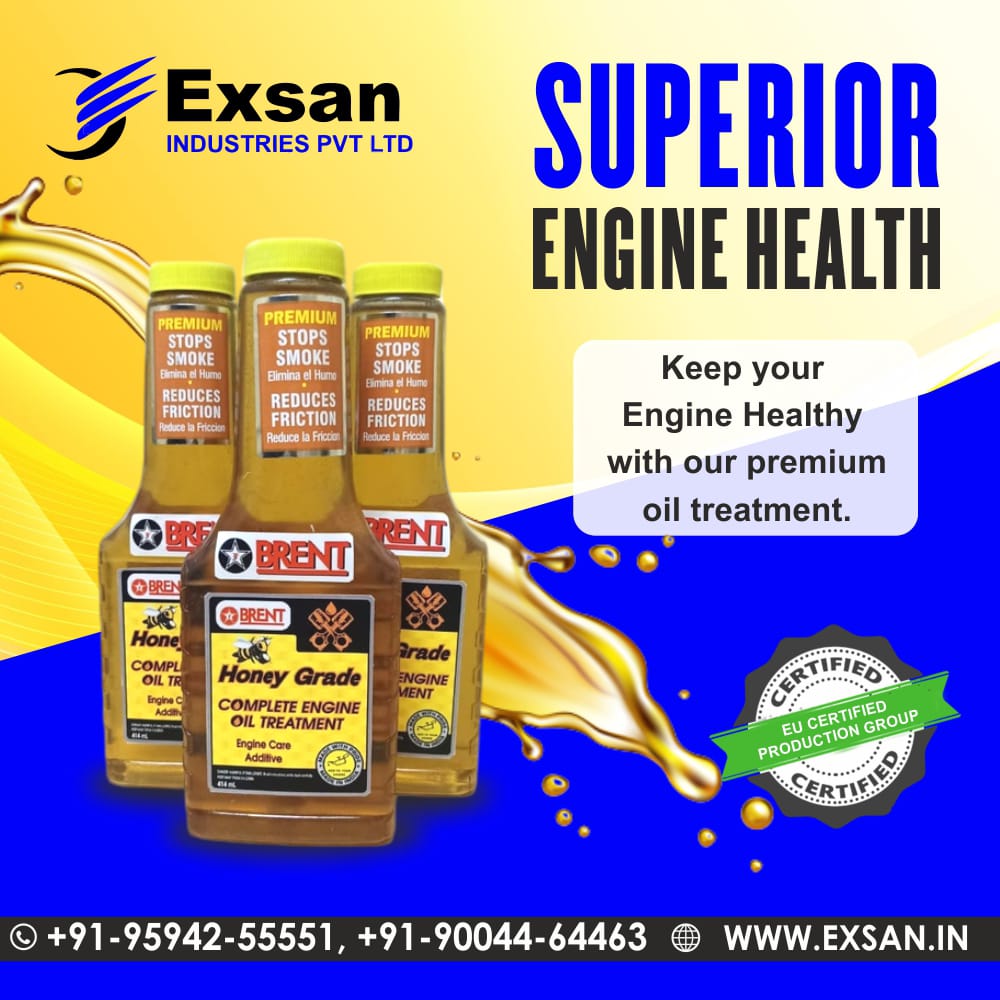 Give your engine the care it needs with Exsan Motor Honey 🛢️
✅ Boosts oil thickness
✅ Reduces wear &amp; smoke
✅ Ideal for old/high-mileage engines
✅ Enhances performance
🧰 Cleaner, quieter, longer-lasting engines
🌐 exsan.in | 📍 bit.ly/3TgxmM1