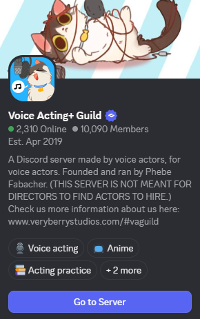 VeryBerryStudio's tweet image. The @va_guild officially has a Discord Guild tag! 🎊
Want to show off that you're a VA on your Discord profile? Enable our guild tag on your profile! 🎙️🐱
Not a part of the Voice Acting+ Guild? Join here: discord.gg/vaguild