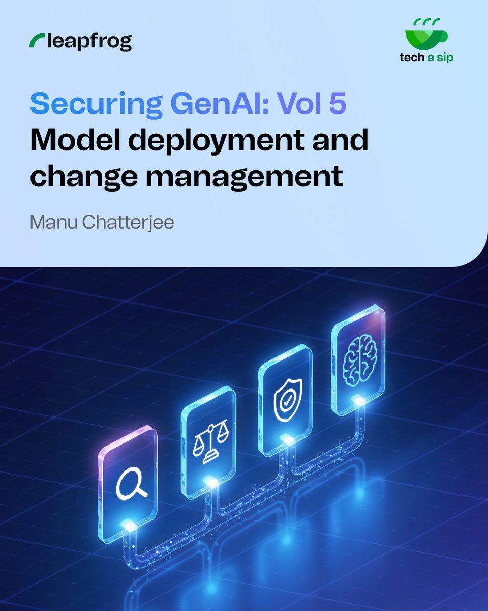 lftechnology's tweet photo. #TechASip with Manu Chatterjee, Head of AI, as he dives into best practices for safeguarding AI models across their entire lifecycle. 

From version control and secure APIs to fine-tuning safeguards and real-time monitoring, learn how to build a multi-layered defense for your AI systems. 🔐

Read the full blog here 👉 https://t.co/ae8lfoSkSo

 #genai #AI #security #genaisecurity #TechInsights #Leapfrogtechinsights