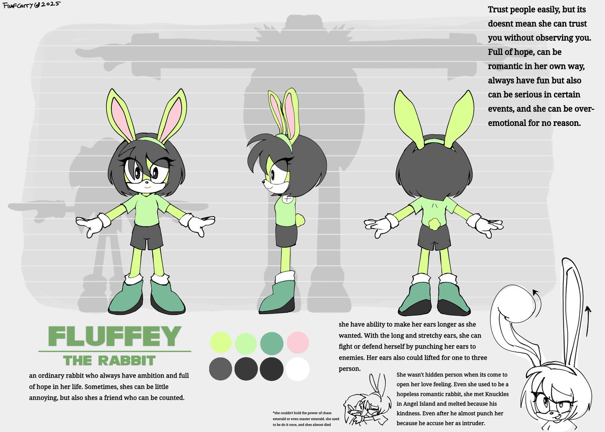 Flufxles's tweet image. Fluffey the Rabbit referance sheet
god i almost dying making this, okay bye
#SonicTheHedgehog #sonicoc #referancesheet #artwork #byme #sonicfanart