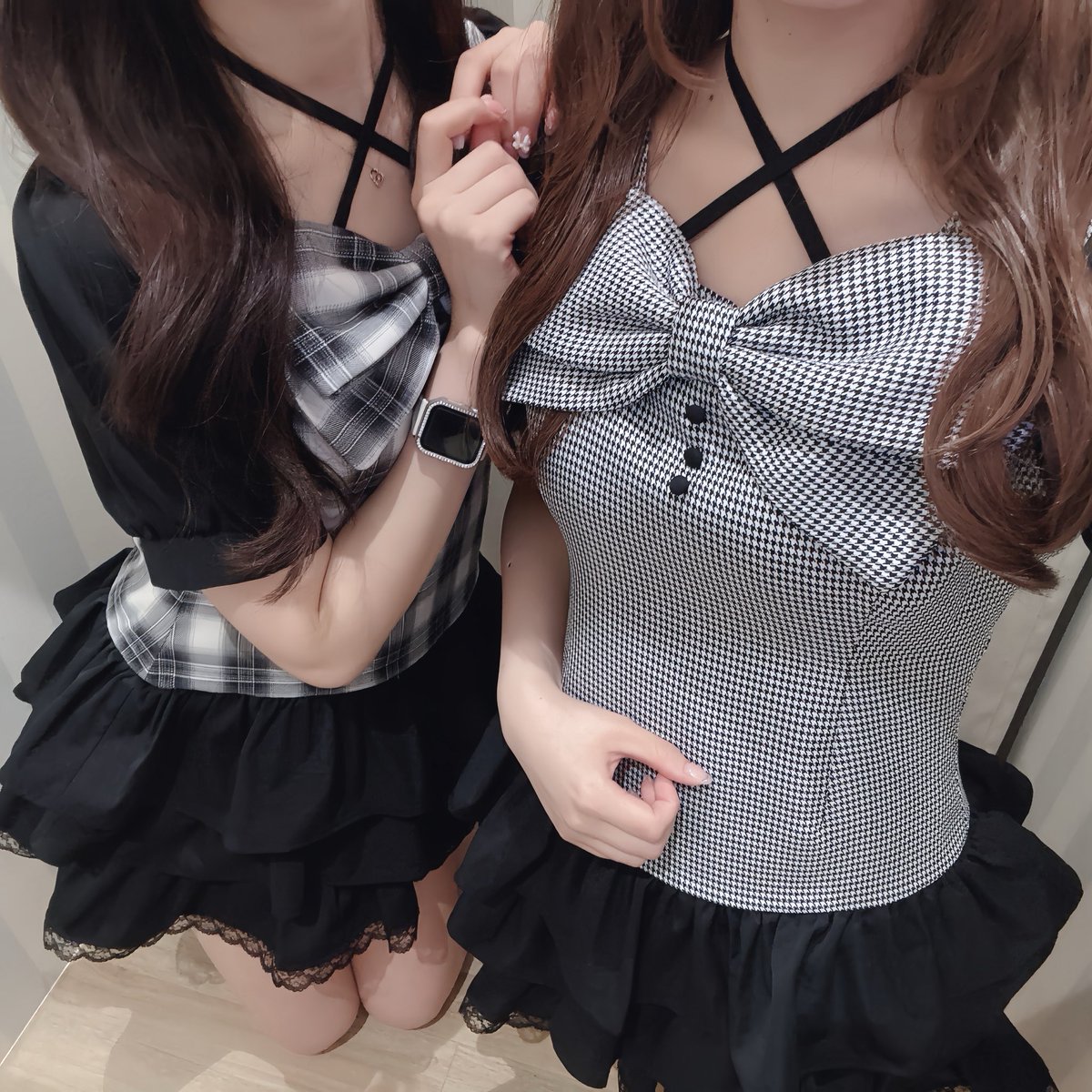 evelynビッグリボンティアード OP 千鳥柄 evelyn 原宿店限定 ビッグリボンティアードOP 千鳥 - メルカリ