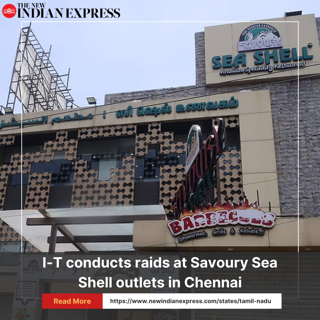 xpresstn's tweet photo. The #IncomeTax department conducted search operations at multiple outlets of #SavourySeaShell, a popular restaurant chain in #Chennai. Sources said officials from the I-T department’s #Kerala wing carried out simultaneous searches in #Velachery, #Kandanchavadi, #OkkiyamThoraipakkam on #OMR, and #ThousandLights.
Read more here:
https://t.co/wtFSsHfZUz
