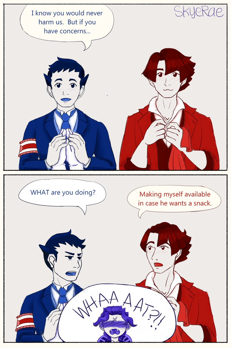 skyedancer_rae's tweet image. TGAA 2 Spoilers
Wherein Barok reveals that he is a vampire, and Kazuma has a completely normal reaction. (baroasoryuu)