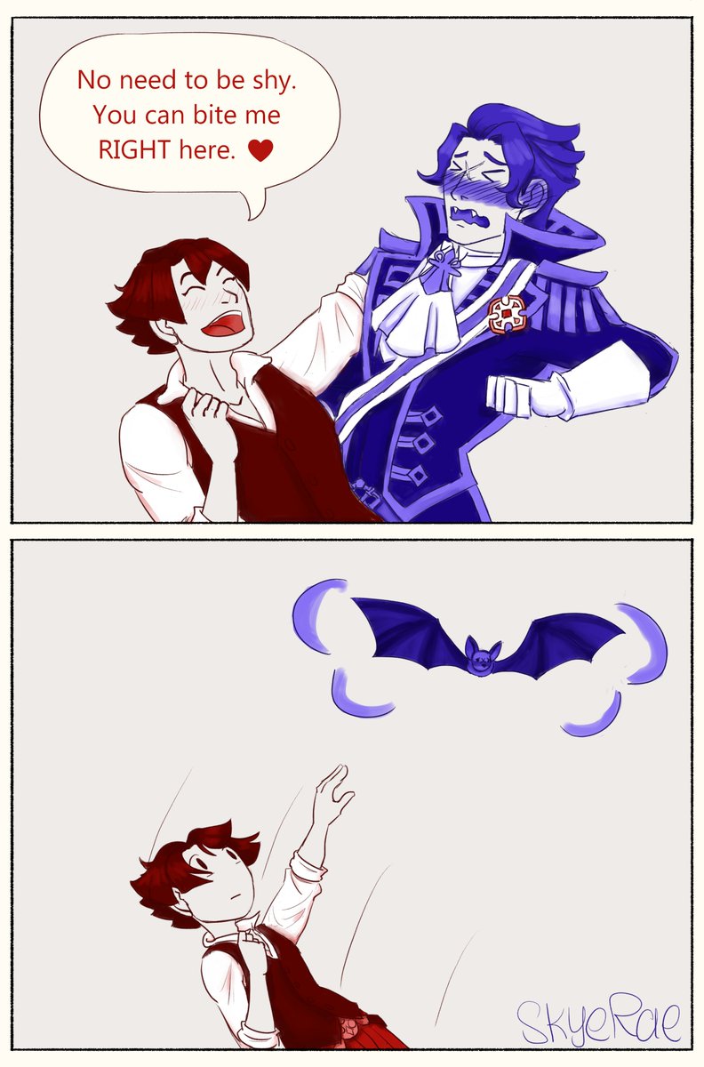 skyedancer_rae's tweet image. TGAA 2 Spoilers
Wherein Barok reveals that he is a vampire, and Kazuma has a completely normal reaction. (baroasoryuu)