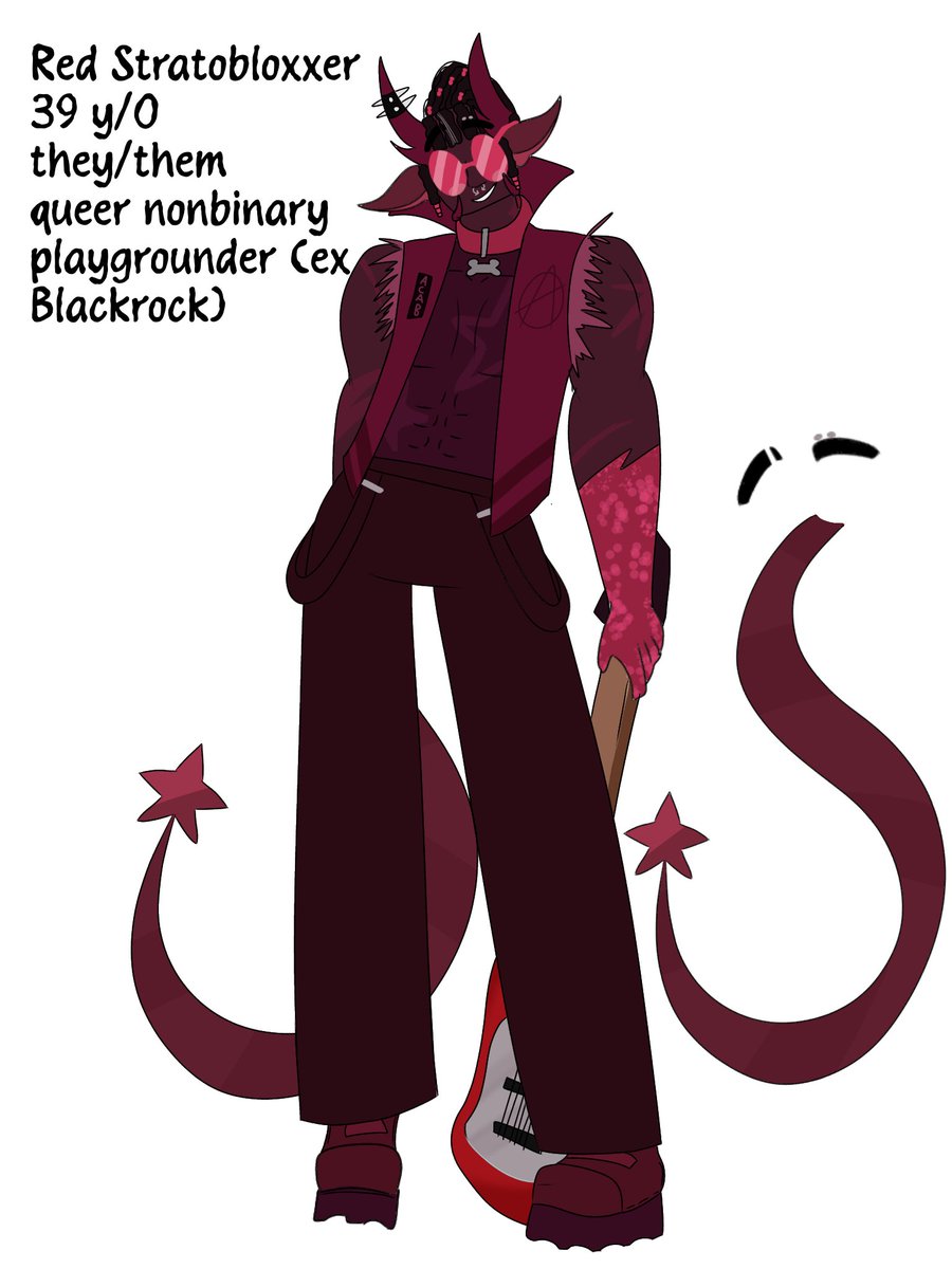 BLACKROCKRIOTER's tweet photo. PORTRAYAL OF RED STRATOBLOXXER FROM PHIGHTING!

They/Them

A rebel rockstar, a blackrock ex vet runaway now working as a punk gang leader in Playground with the aim to attack and take down their home faction. https://t.co/sd8IRkUkoe