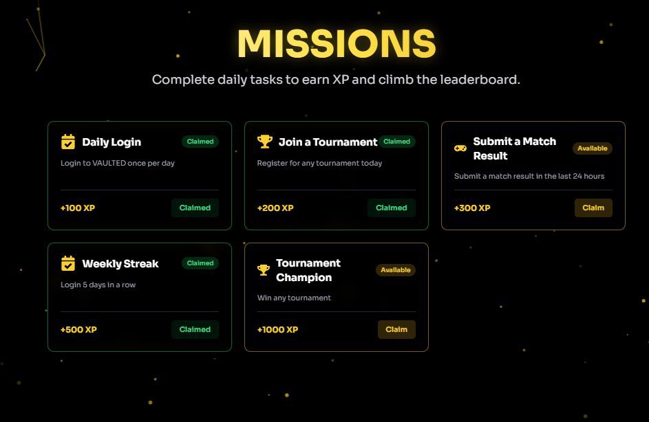 VaultedDOTfun's tweet photo. 👀 What if we told you your XP could become real SOL? 

The XP Rewards System is coming to Vaulted in the near future !

✨ Convert XP to SOL
🏅 Exclusive badges &amp; perks
🎯 More ways to earn from gaming

Your daily missions just got a lot more valuable 💎 https://t.co/UzDHVrvycp