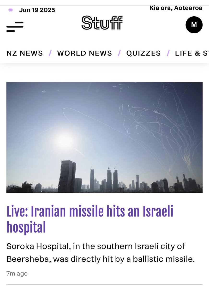 So gross that this is top of the front page on Stuff. They didn't give AF when Israel destroyed hospital after hospital in Gaza (and even went so far as to spend months repeat the IDF's lies about not having bombed hospitals) 🙃