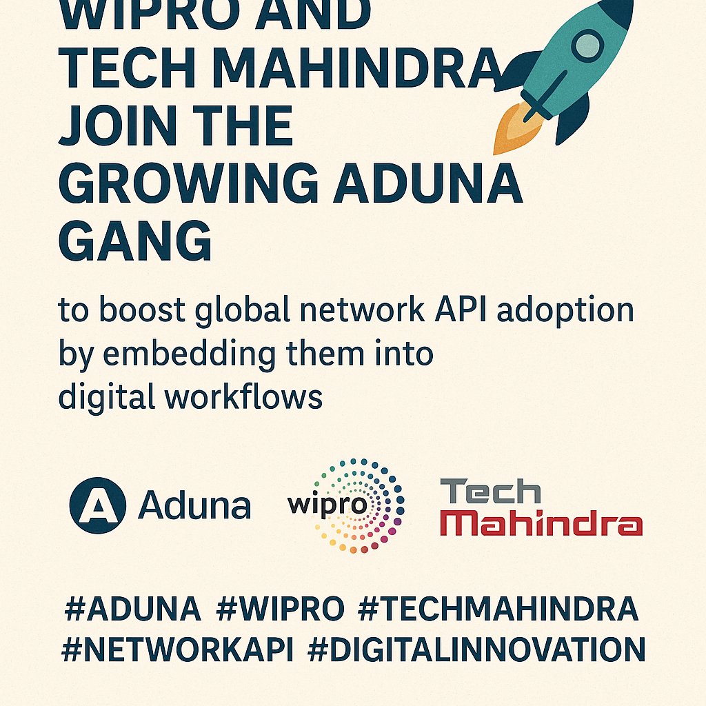 ITNewsBreaking's tweet photo. Wipro &amp; Tech Mahindra join Aduna to boost global network API adoption by embedding them into digital workflows—scaling enterprise use &amp; enabling mobile operator participation.
#Aduna #Wipro #TechMahindra #NetworkAPI #DigitalInnovation https://t.co/3XXHH3yP0Q