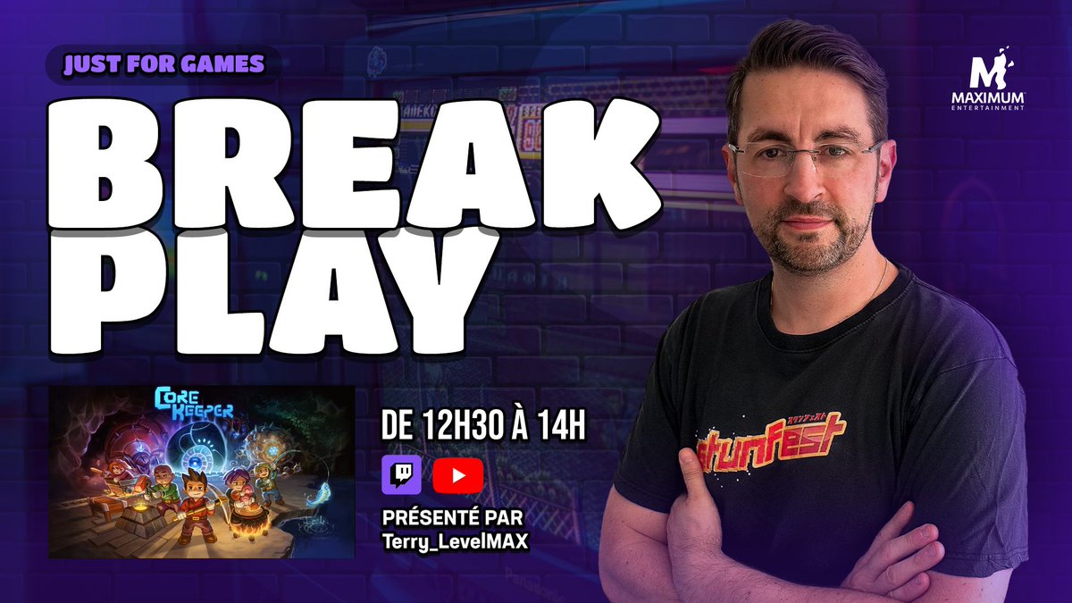 Terry_LevelMAX's tweet photo. RDV à 12h30 sur la chaine de @MaxEnt_FR pour un #BreakPlay découverte de #CoreKeeper
Twitch : https://t.co/IhgwNkfbvT
Youtube : https://t.co/aRC1LSiZ1J https://t.co/7ibpTiV8W2