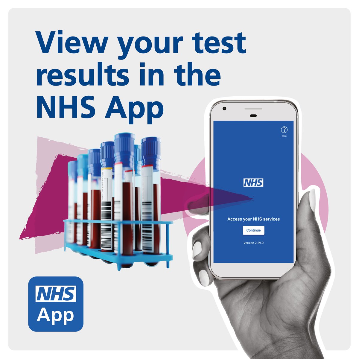 Did you know you can view your test results in the NHS App?  

You can see recent test results that have been added to your online GP health record, without having to phone your GP practice.

Find out more: nhs.uk/nhs-app