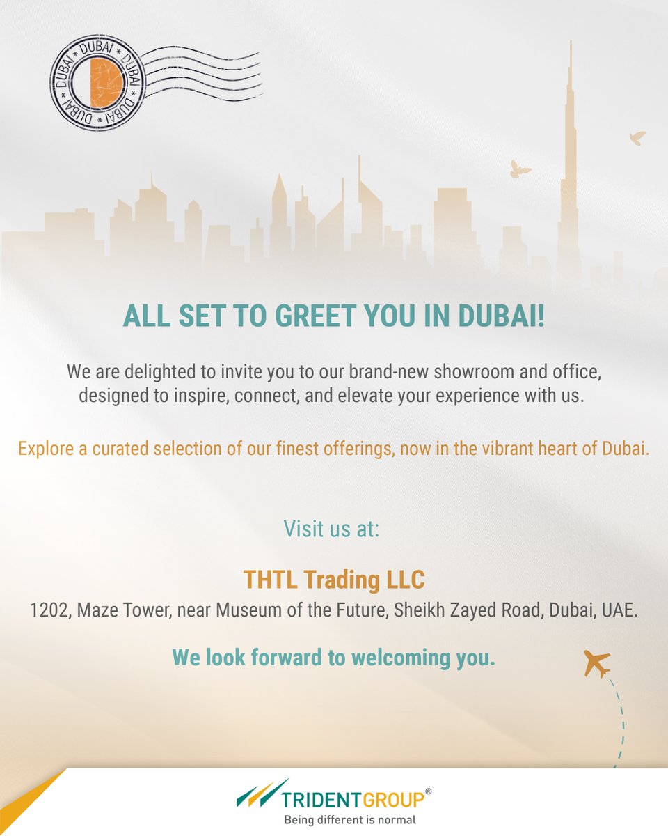 TridentGroupGLB's tweet photo. We warmly invite you to discover a curated showcase of our finest offerings at our all-new showroom and office in the vibrant heart of Dubai. Thoughtfully designed to facilitate an elevated client experience.
#WeAreNowInDubai #TridentGroup #BeingDifferentIsNormal #DubaiOffice https://t.co/y9YNHk4R28