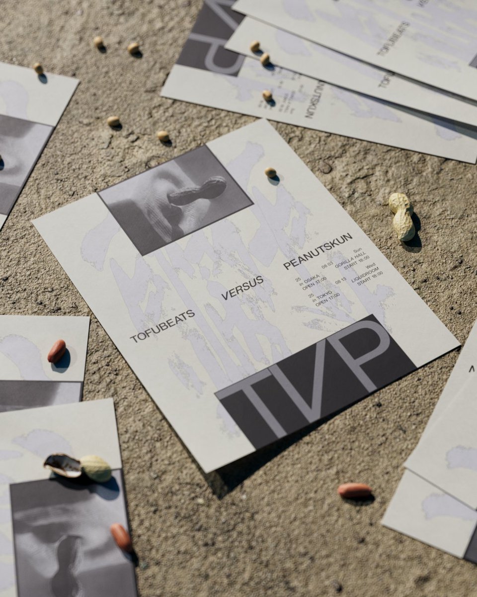 『TVP』
tofubeats vs ピーナッツくん ツーマンライブ
アートワーク・デザイン担当しております🔫🔫

eplus.jp/sf/detail/4349…

<a href="/tofubeats/">tofubeats</a> <a href="/osyarenuts/">オシャレになりたい！ピーナッツくん🥜</a> 
#tofubeats #ピーナッツくん