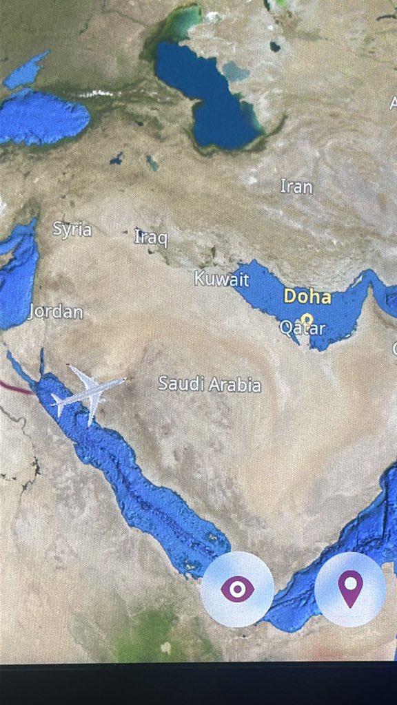 Jenr7's tweet photo. Getting rerouted to avoid Iranian airspace😅 https://t.co/FQDf6qBtkr