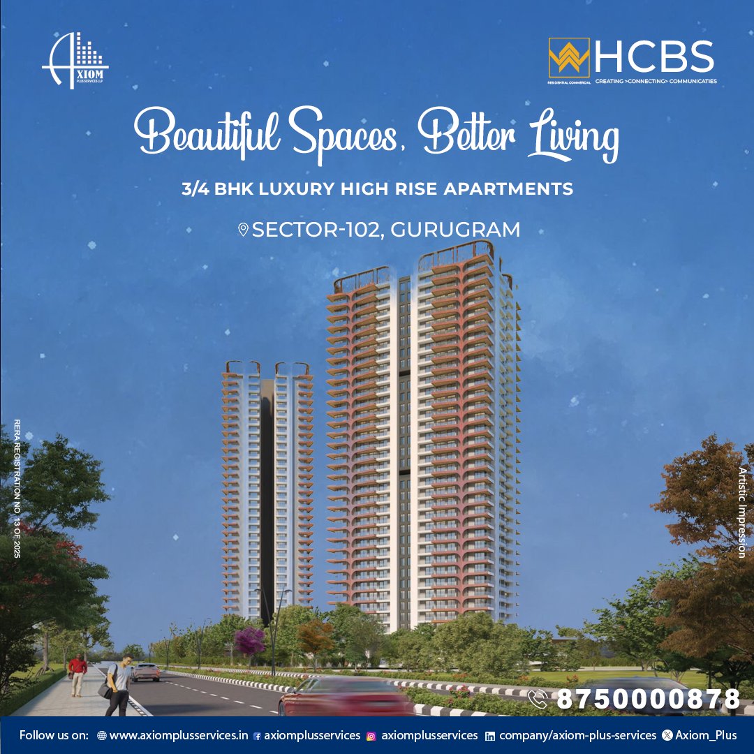 Axiom_Plus's tweet photo. 🌟 HCBS Twin Horizon – Luxury Elevated 🌟
3 & 4 BHK High-Rise Apartments | Sector 102, Gurugram
🏙️ Beautiful Spaces. Better Living.
📞 8750000878 | 🌐 https://t.co/ekHyycIGR7
#LuxuryLiving #GurgaonHomes #HCBS #RealEstate #Sector102 https://t.co/SVo0DbrSMf