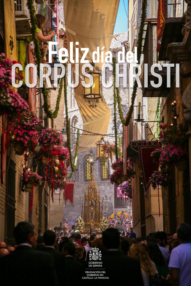 🌞 Otro jueves que reluce más que el sol en las calles engalanadas de #Toledo.

✨ Disfrutemos con emoción y devoción de este esplendoroso día en la capital de Castilla-La Mancha.

🙌 ¡Feliz Día del Corpus Christi!