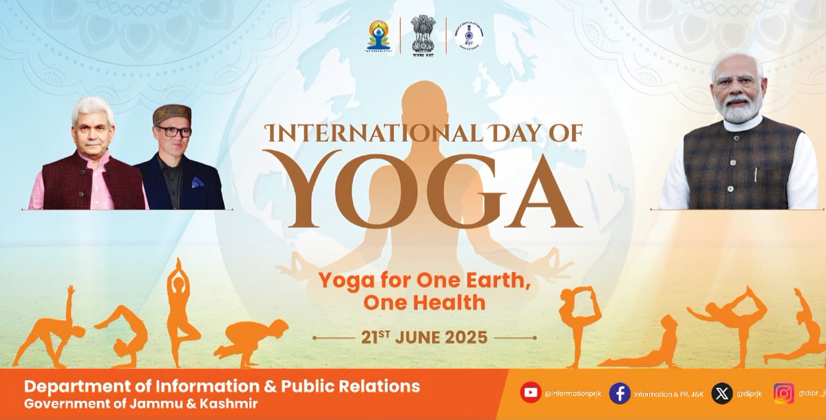 Deputy Commissioner Kupwara (@dckupwara) on Twitter photo #YogaForOneEarthOneHealth
As #IDY2025 approaches, let’s commit ourselves to embracing #yoga as a way of life to connect us with the harmony of nature & self.
#SaveTheDate: 21st June
#FitIndiaMovement
<a href="/moayush/">Ministry of Ayush</a>
<a href="/OfficeOfLGJandK/">Office of LG J&K</a>
<a href="/CM_JnK/">Office of Chief Minister, J&K</a>
<a href="/diprjk/">Information & PR, J&K</a>
<a href="/SudanAyushi/">Ayushi Sudan</a>
<a href="/ddnewsSrinagar/">DD NEWS SRINAGAR</a> #YogaForOneEarthOneHealth
As #IDY2025 approaches, let’s commit ourselves to embracing #yoga as a way of life to connect us with the harmony of nature & self.
#SaveTheDate: 21st June
#FitIndiaMovement
<a href="/moayush/">Ministry of Ayush</a>
<a href="/OfficeOfLGJandK/">Office of LG J&K</a>
<a href="/CM_JnK/">Office of Chief Minister, J&K</a>
<a href="/diprjk/">Information & PR, J&K</a>
<a href="/SudanAyushi/">Ayushi Sudan</a>
<a href="/ddnewsSrinagar/">DD NEWS SRINAGAR</a>