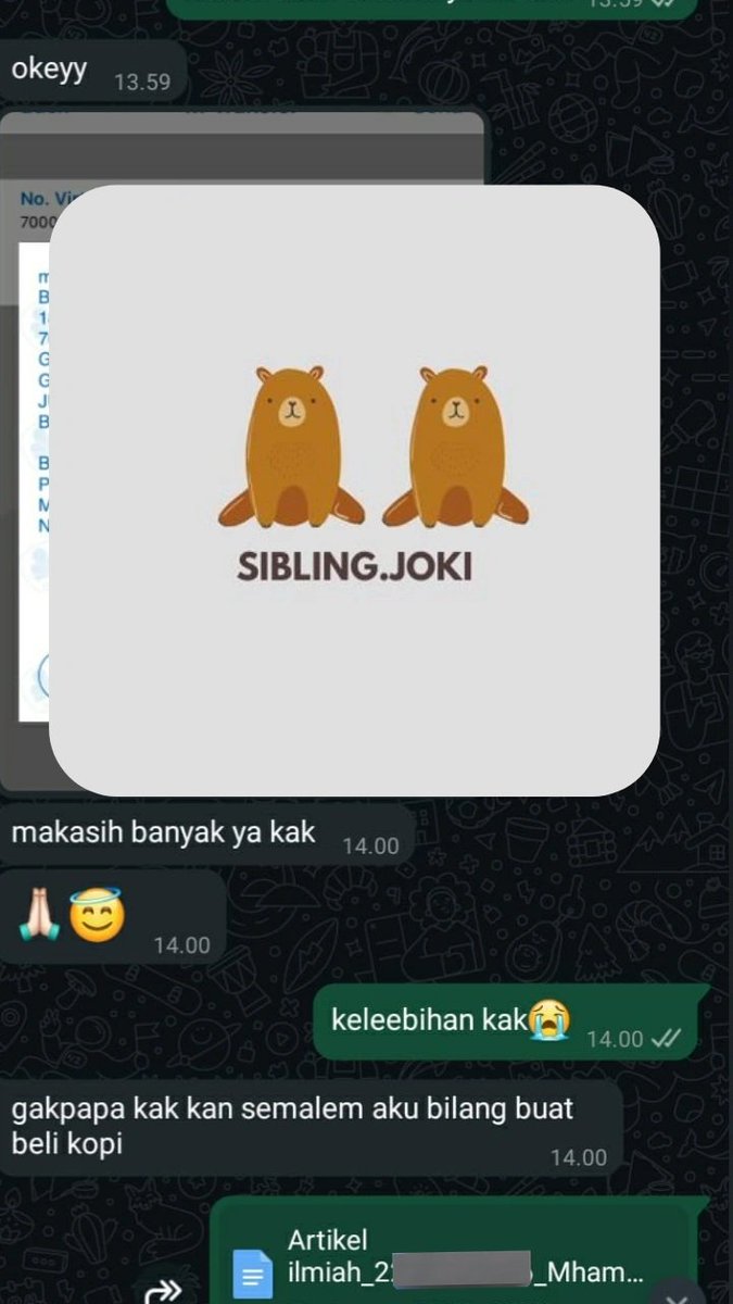 siblingjoki's tweet photo. ✨Testimonial Artikel Ilmiah BERBAHASA INGGRIS
 SPESS SPESS Manajemen Dengan Tema Transformasi Digital, selesaii!✨  #jokitugas #Jokiskripsi #jokippt #jokitugas #jokiartikel #jokiesai #jokiartikelilmiah #zonauang #zonajajan https://t.co/hweZKKHoQB
