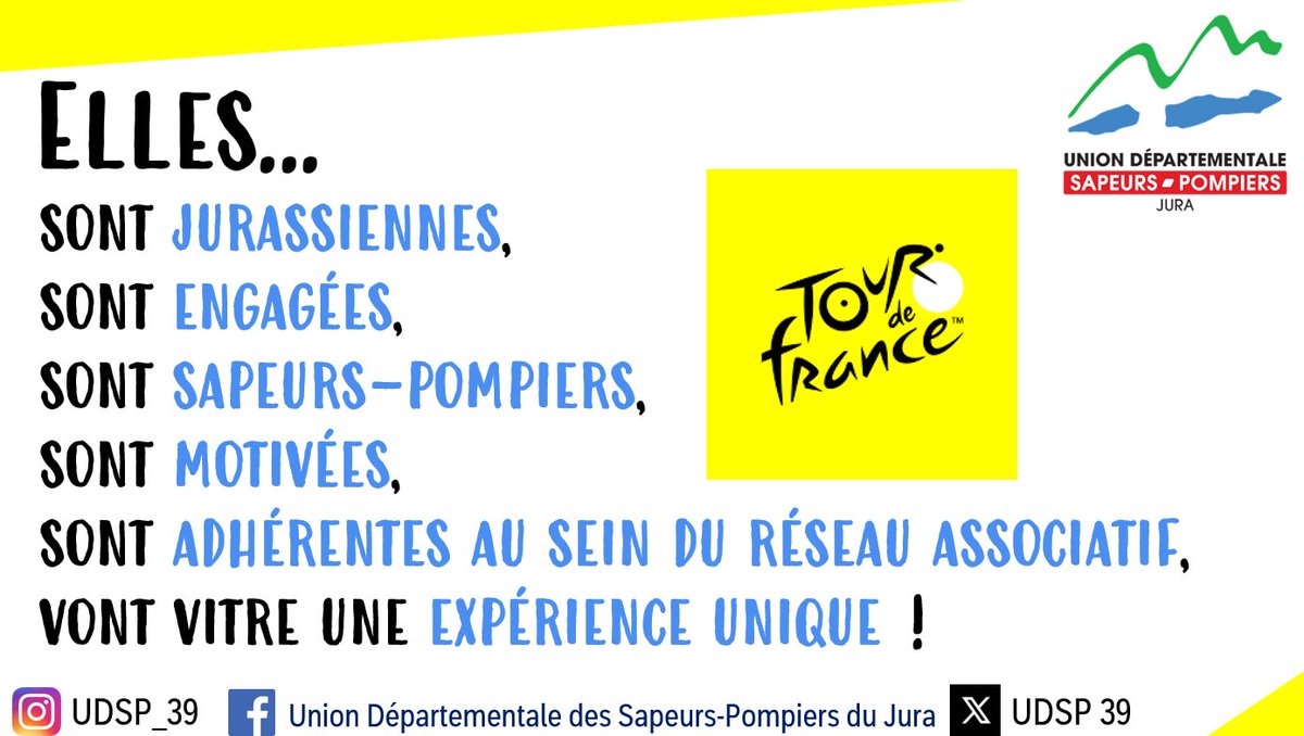 UDSP 39 (@udsp_39) on Twitter photo #TDF2025 🚴🏻♂️🚒 | Deux adhérentes jurassiennes 👩🏻🚒👩🏻🚒 seront de l’aventure <a href="/LeTour/">Tour de France™</a> au sein de la caravane des <a href="/PompiersFR/">Pompiers de France</a> ! Et nous les suivrons pour cette expérience riche ! 🤩 <a href="/guyon_j/">GUYON Jérôme</a> <a href="/ClmentComte1/">Clément Comte</a> <a href="/Rondot_Raphael/">Raphaël Rondot</a> <a href="/BoslandJP/">Jean-Paul Bosland</a> <a href="/phuguenet/">Philippe Huguenet</a> <a href="/Prefet39/">Préfet du Jura</a> #TDF2025 🚴🏻♂️🚒 | Deux adhérentes jurassiennes 👩🏻🚒👩🏻🚒 seront de l’aventure <a href="/LeTour/">Tour de France™</a> au sein de la caravane des <a href="/PompiersFR/">Pompiers de France</a> ! Et nous les suivrons pour cette expérience riche ! 🤩 <a href="/guyon_j/">GUYON Jérôme</a> <a href="/ClmentComte1/">Clément Comte</a> <a href="/Rondot_Raphael/">Raphaël Rondot</a> <a href="/BoslandJP/">Jean-Paul Bosland</a> <a href="/phuguenet/">Philippe Huguenet</a> <a href="/Prefet39/">Préfet du Jura</a>