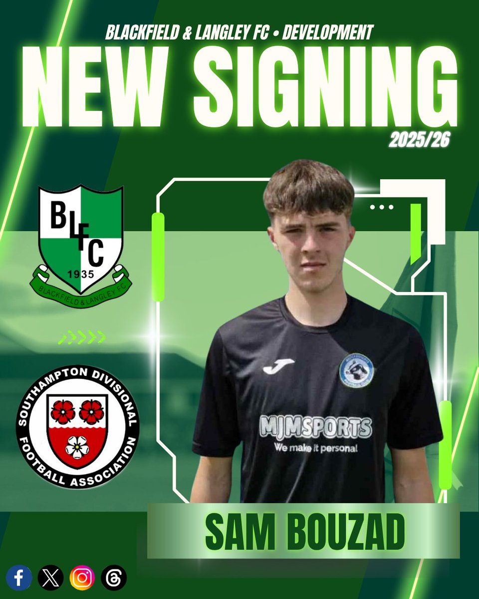 ✍️ • 𝐁𝐥𝐟𝐜 𝐃𝐞𝐯𝐞𝐥𝐨𝐩𝐦𝐞𝐧𝐭 𝐒𝐢𝐠𝐧𝐢𝐧𝐠 🟢 

First up, our development team welcomes new signing Sam Bouzad, a young, exciting wide-attacking player who has previously played at Brockenhurst and Ringwood Town. Welcome to the club, Sam.