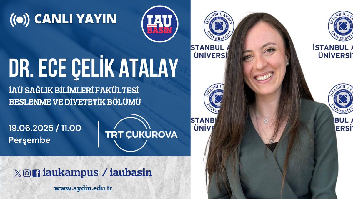 IAUPress's tweet photo. 📺 Öğretim Üyemiz Dr. Ece Çelik Atalay, iklim değişikliğinin beslenme alışkanlıklarına etkisi üzerine değerlendirmelerde bulunacak.    
 
Dinlemek için 📷 https://t.co/gKgMtopNL9

@IAUKampus

@drmaydin

@dytececelik

@TRTCukurova https://t.co/JcPROe627X