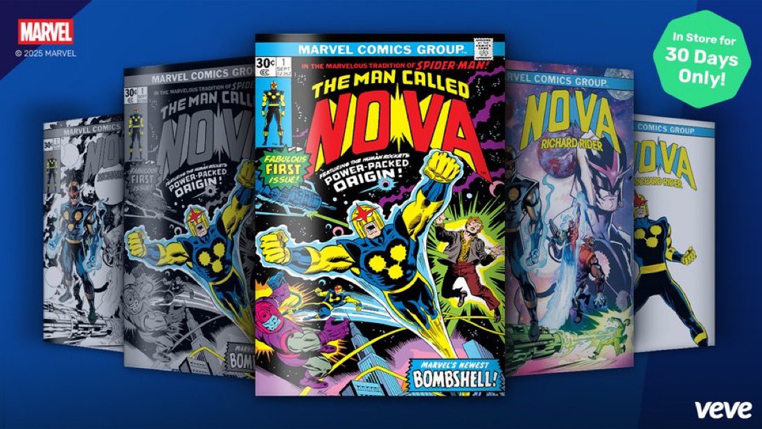 Nerdcave’77 (@nerdcave77) on Twitter photo 🚀 Incoming <a href="/veve_official/">VeVe | Digital Collectibles</a> Drop Alert!
Nova (1976) #1 — featuring the first appearance of Richard Rider, Earth’s Human Rocket — lands June 19 @ 8 AM PT on VeVe!
🛸 Bronze‑Age classic by Marv Wolfman & John Buscema
🔢 Limited to 3,000 digital editions (Secret Rare: just 🚀 Incoming <a href="/veve_official/">VeVe | Digital Collectibles</a> Drop Alert!
Nova (1976) #1 — featuring the first appearance of Richard Rider, Earth’s Human Rocket — lands June 19 @ 8 AM PT on VeVe!
🛸 Bronze‑Age classic by Marv Wolfman & John Buscema
🔢 Limited to 3,000 digital editions (Secret Rare: just