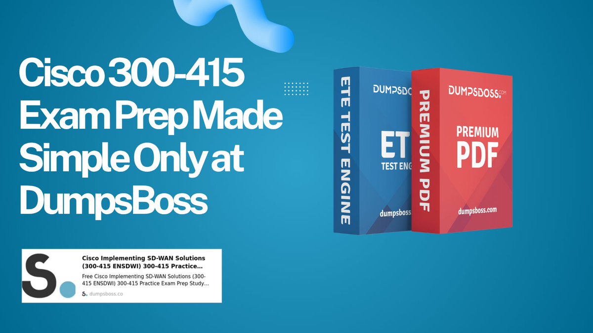 FreddieTed50034's tweet image. Cisco 300-415 Exam Prep Made Simple Only at DumpsBoss
#300415Prep #CiscoENSDWI #CCNPExam #DumpsBoss #ITSuccess #SDWANCertification #NetworkEngineer #endpolicebrutalityke #ThatSummerSeries #ypotheseis #UkraineRussiaWar #IranIsraelConflict #polisimdatDiyor #zeudiners #BINIversus