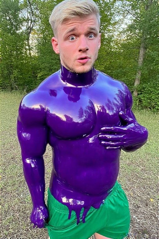 LubberRubber's tweet image. It spread under his t-shirt so he ripped it off. He discovered it had completely covered his chest too.