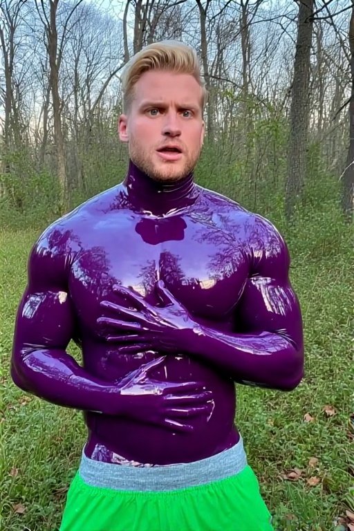 LubberRubber's tweet image. It spread under his t-shirt so he ripped it off. He discovered it had completely covered his chest too.
