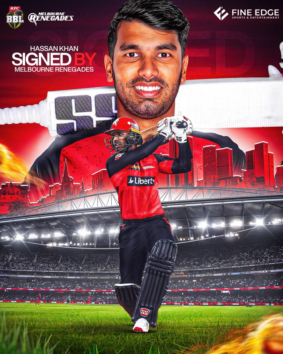 BBL Deal Locked 🇦🇺

<a href="/16hassankhan/">Hassan Khan</a> joins <a href="/RenegadesBBL/">Melbourne Renegades</a> for BBL 2025/26 as a Gold Draft Pick 🔴

Another major league, another big moment for one of our own.