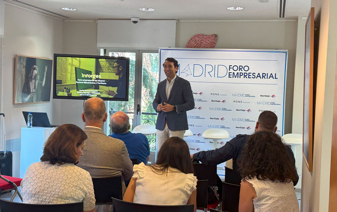 inforges's tweet photo. El 17 de junio #Inforges participó en la jornada "Diferencias entre #Verifactu y la #FacturaElectrónica: La Hoja de Ruta" organizada por @madridforo.
Enhorabuena a todo el equipo @madridforo por la iniciativa para informar a las PYMES madrileñas. https://t.co/QtbEydWOjt