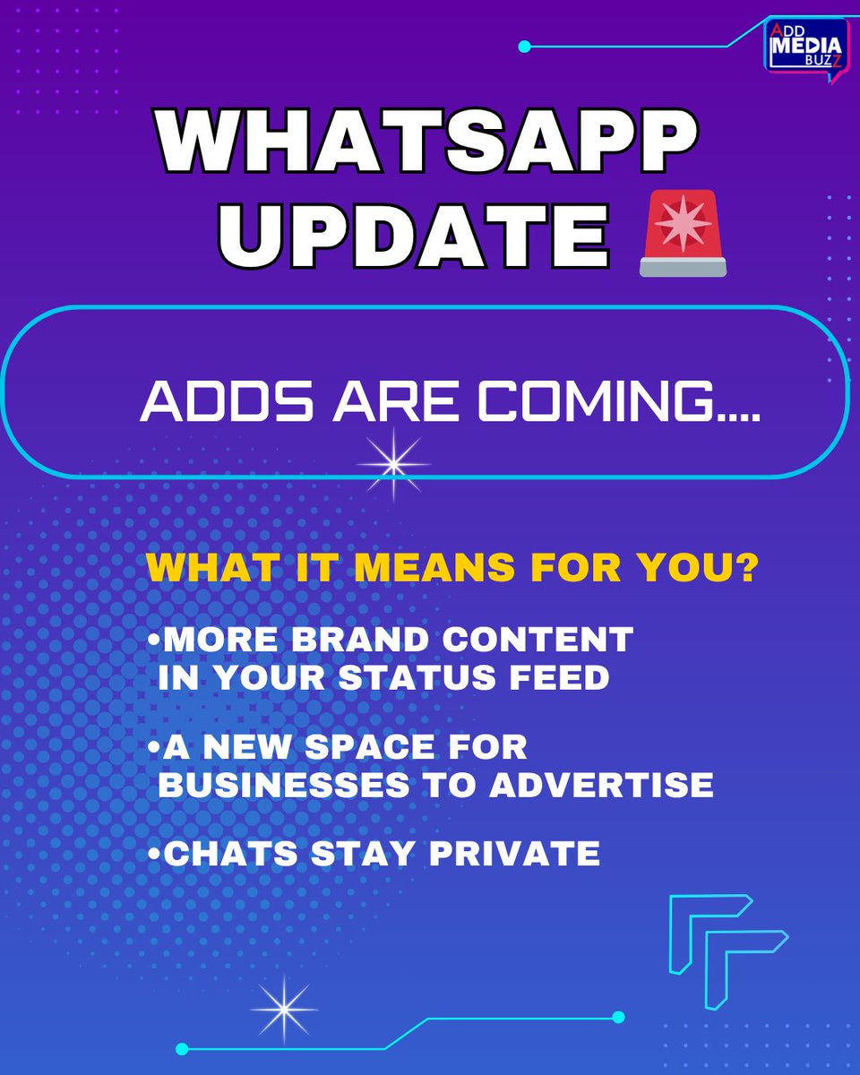 AddMediaBuzz's tweet image. The green bubble just went commercial 
How do you feel about ads on WhatsApp? Honest opinions only 
#WhatsAppUpdate #WhatsAppAds #NewFeatureAlert #SocialMediaTrends #TechNews #StatusChange #MetaUpdate #DigitalBuzz #AppUpdate #ChangeIsComing #AdInvasion #CommentDown #HotTake #amb